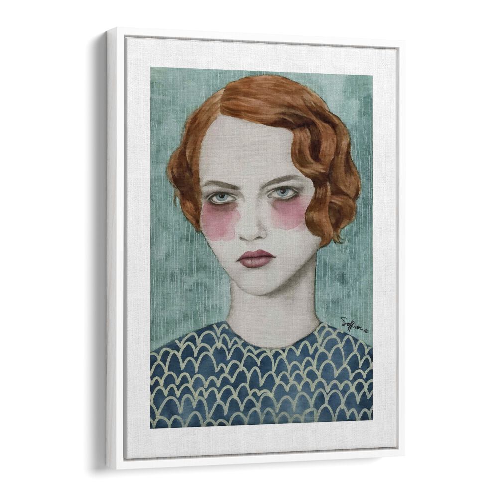 Sasha  Women Illustrations paintings in White Floater Frame