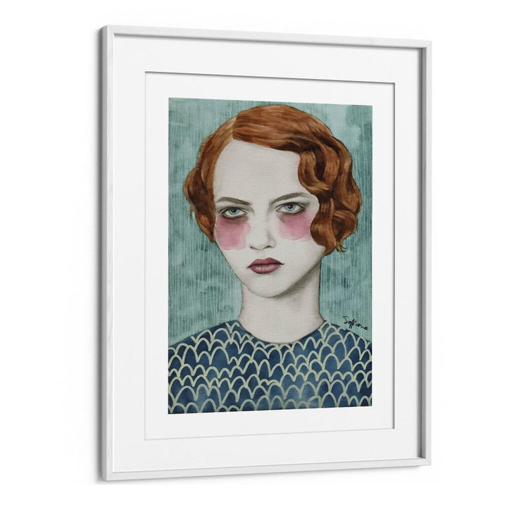 Sasha  Women Illustrations paintings in White Frame With Mount