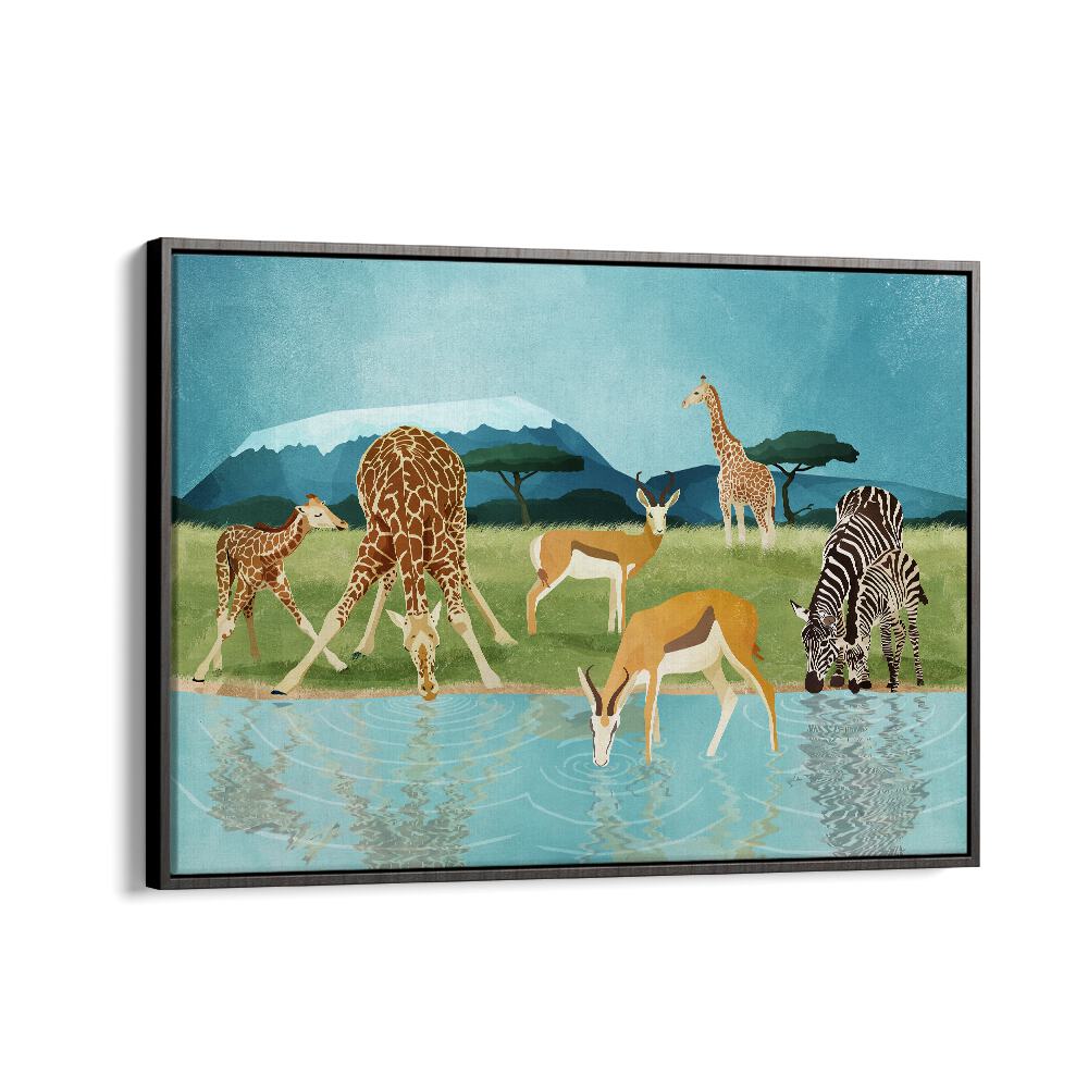 Savannah By Goed Blauw Wildlife Art Prints in Black Floater Frame