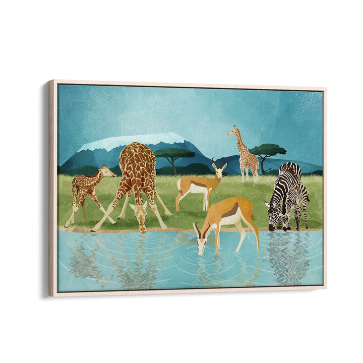 Savannah By Goed Blauw Wildlife Art Prints in Oak Wood Floater Frame