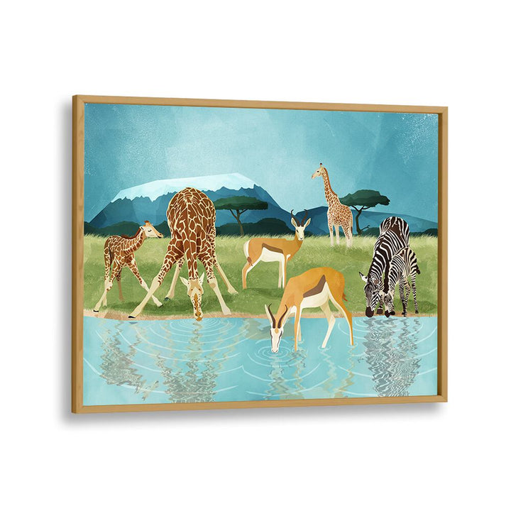 Savannah By Goed Blauw Wildlife Art Prints in Oak Wood Plain Frame