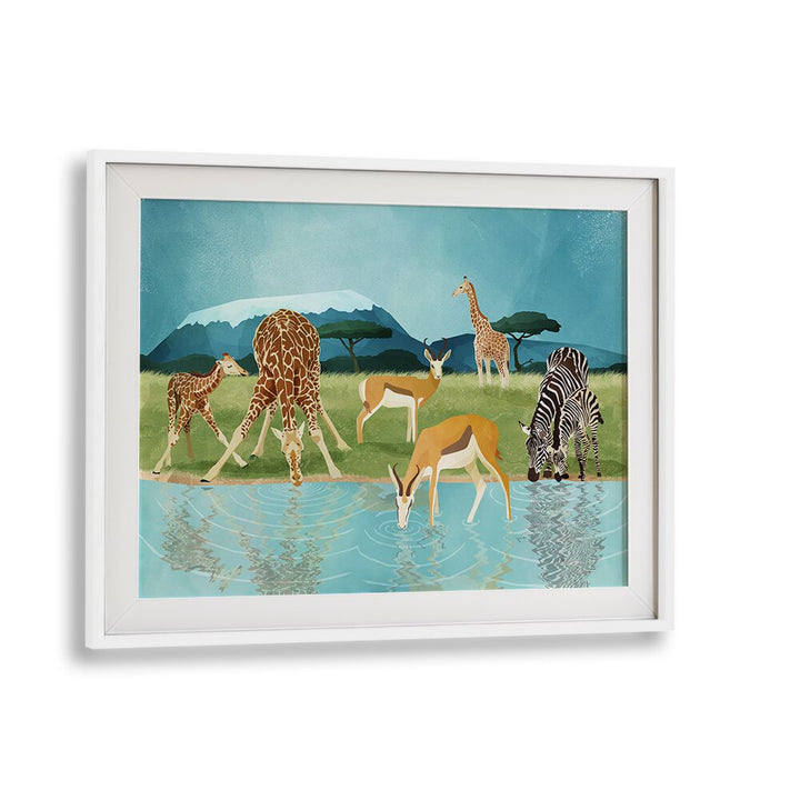 Savannah By Goed Blauw Wildlife Art Prints in White Frame With Mount