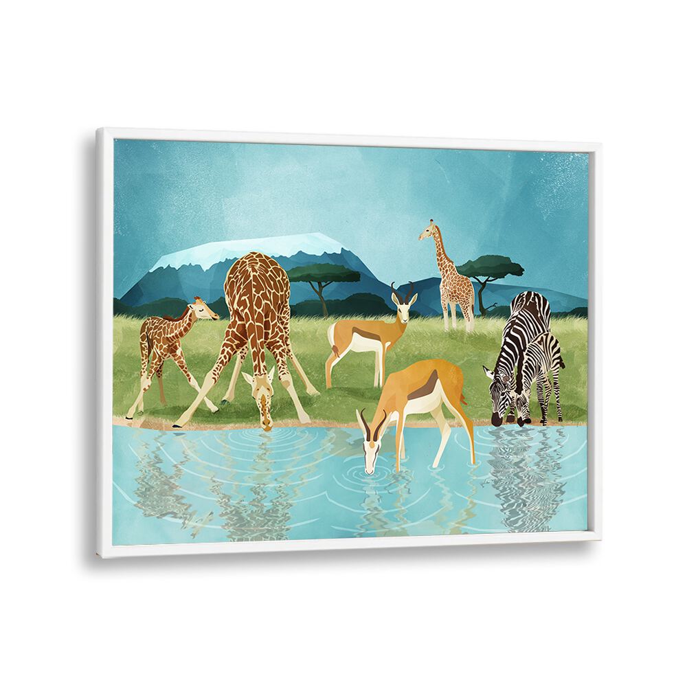 Savannah By Goed Blauw Wildlife Art Prints in White Plain Frame