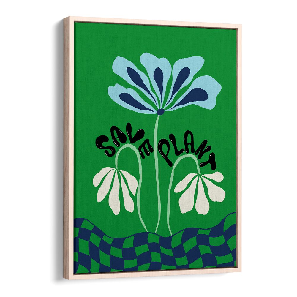 Save Plants by Miho Art Studio Botanical Art Prints Floral Paintings in Oak Wood Floater Frame