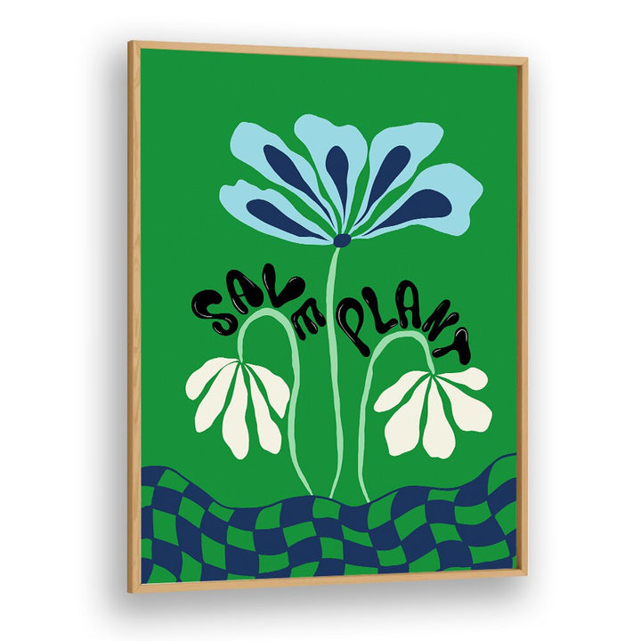 Save Plants by Miho Art Studio Botanical Art Prints Floral Paintings in Oak Wood Plain Frame