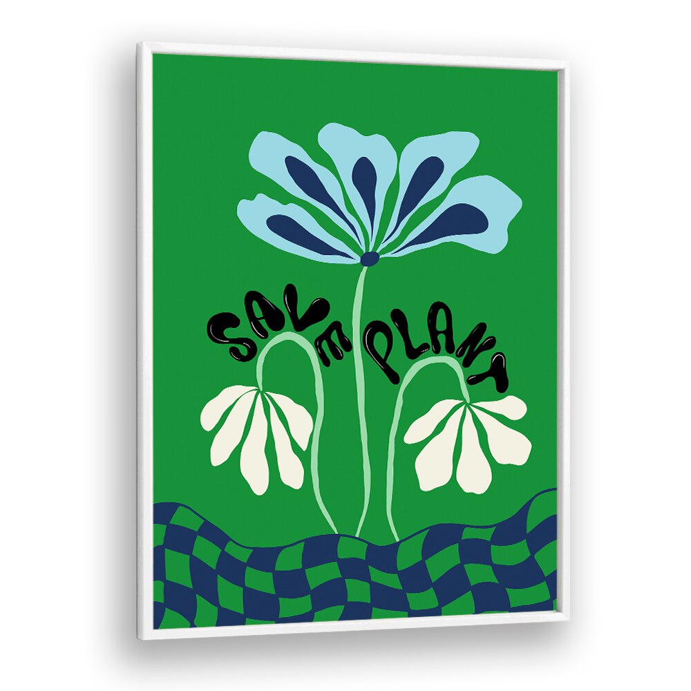 Save Plants by Miho Art Studio Botanical Art Prints Floral Paintings in White Plain Frame