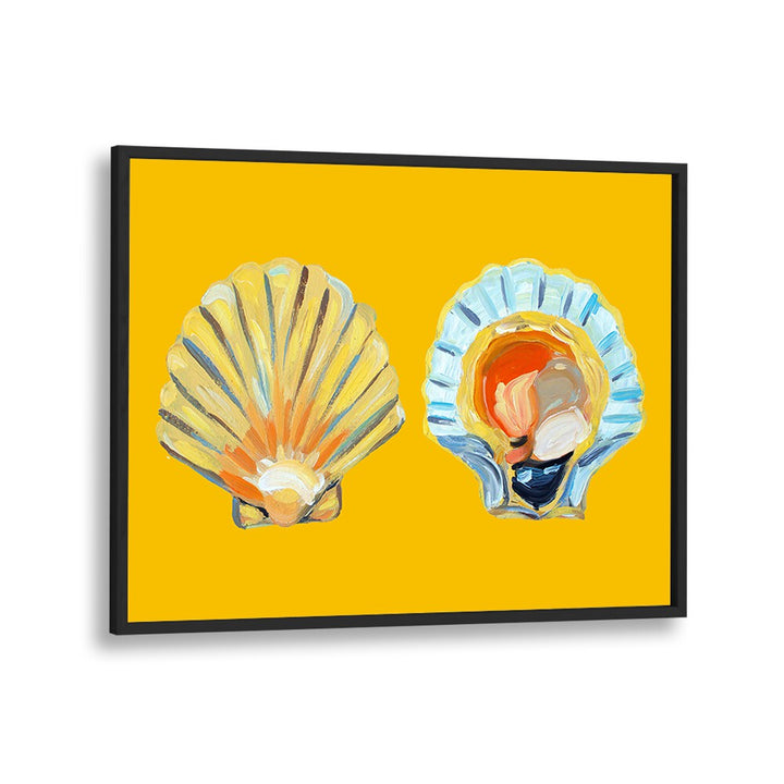 Scallops on Yellow by Alice Straker Cafe Art Prints Cafe Posters in Black Plain Frame