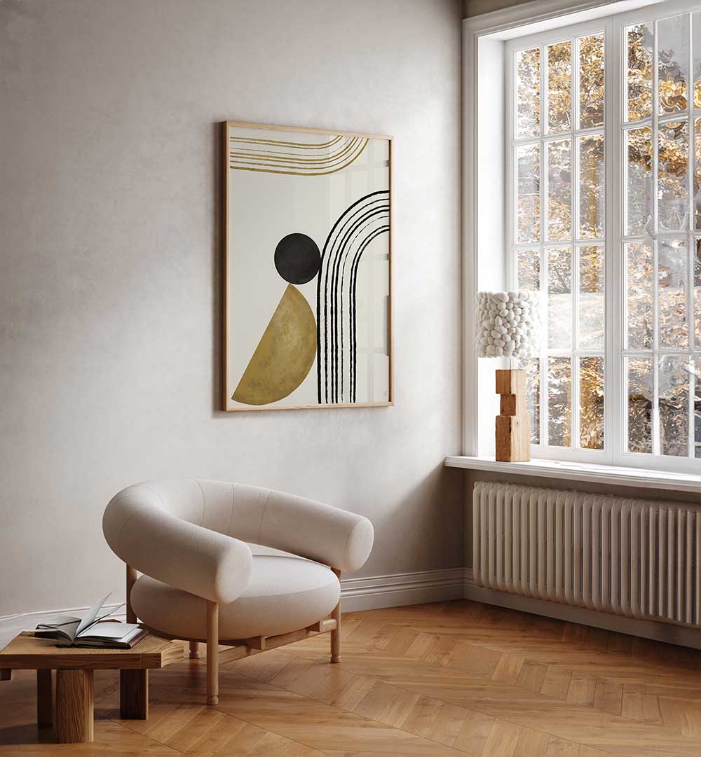 SCANDI GOLD ABSTRACT , GEOMETRIC ART PRINTS
