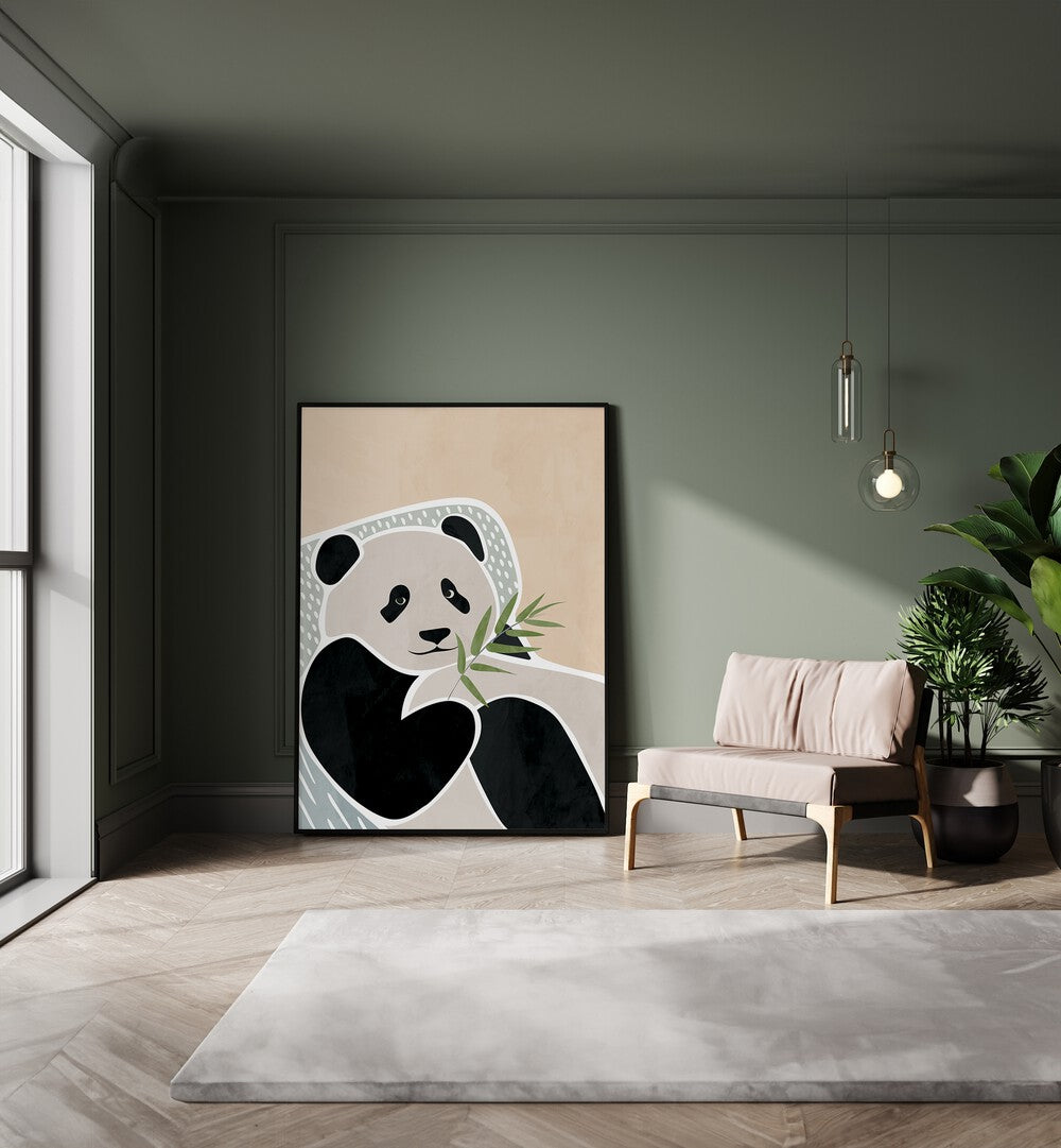 Scandi Panda By Sarah Manovski Wildlife Poster placed on wall 