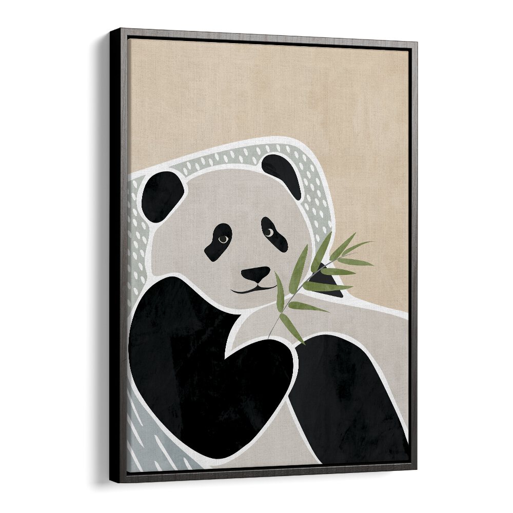 Scandi Panda By Sarah Manovski Wildlife Poster in Black Floater Frame