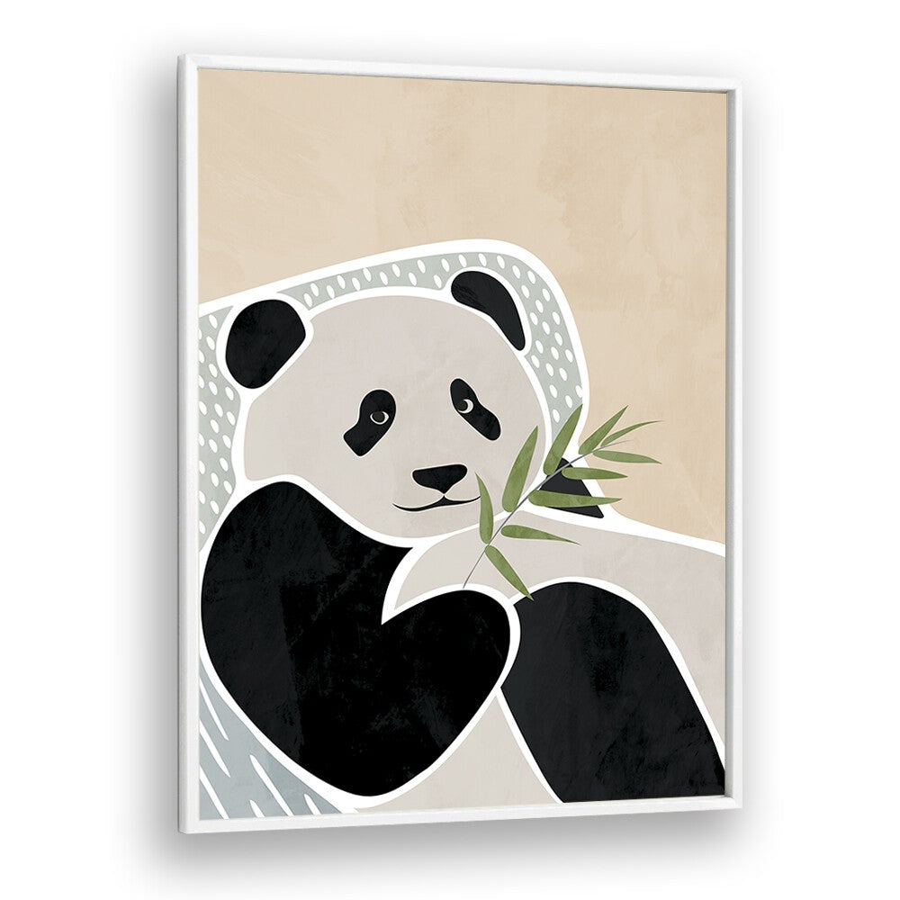 Scandi Panda By Sarah Manovski Wildlife Poster in White Plain Frame