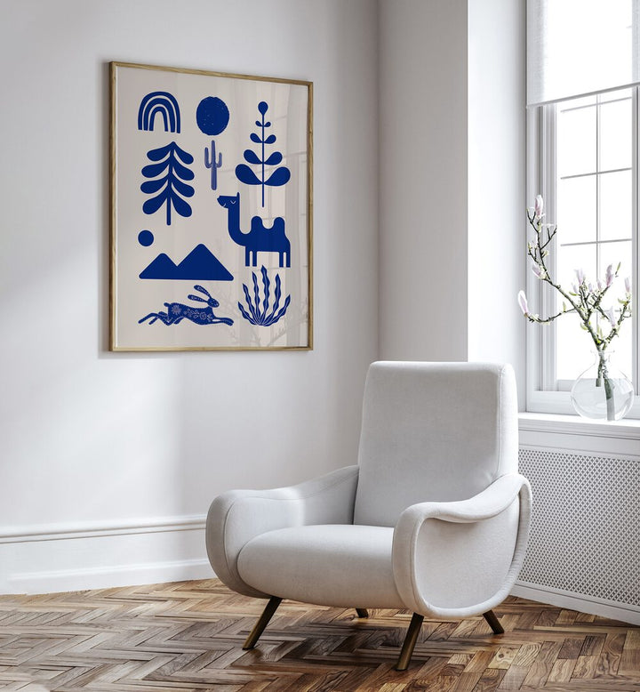 Scandinavian Ornaments By Little Dean Abstract Art Abstract Paintings in Oak Wood Plain Frame placed on a White Colored Wall in the Drawing Room