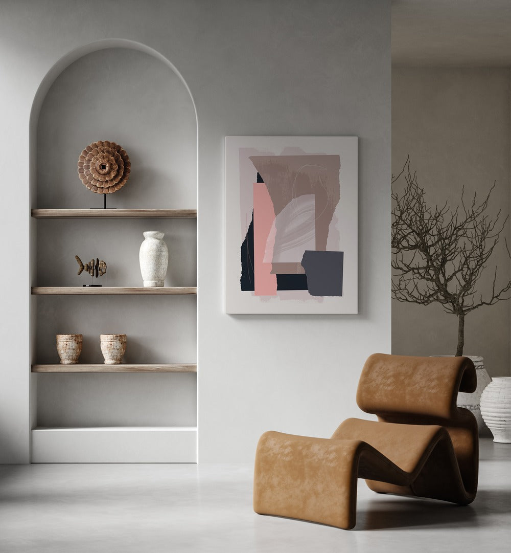 Scattered Pieces By Mareike Bohmer Abstract Art Abstract Paintings in Gallery Wrap placed on a White Colored Wall in the Drawing Room