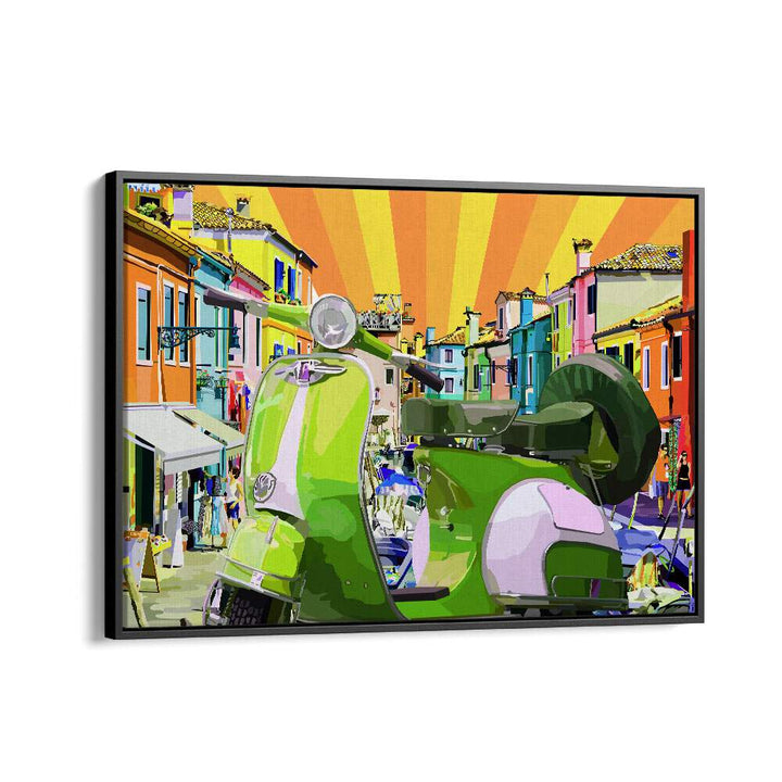 Scooter By Lynnda Rakos Pop Art Paintings Pop Art Prints in Black Floater Frame