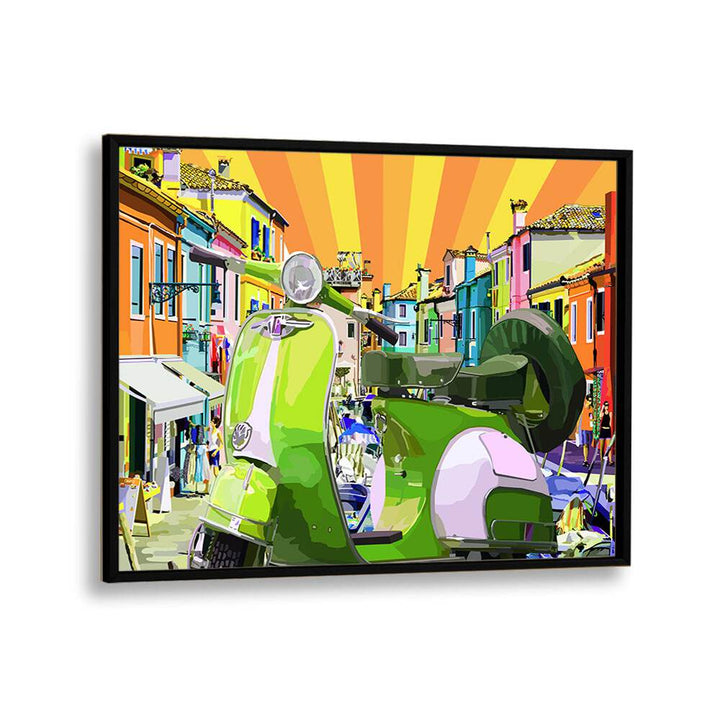 Scooter By Lynnda Rakos Pop Art Paintings Pop Art Prints in Black Plain Frame