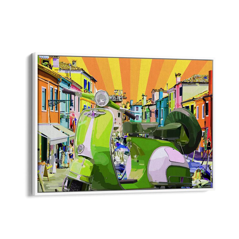 Scooter By Lynnda Rakos Pop Art Paintings Pop Art Prints in White Floater Frame