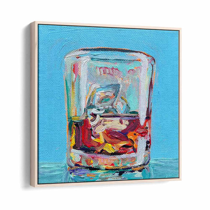 Scotch By Key And Sea Creative Bar and Cafe Art Print in Oak Wood Floater Frame