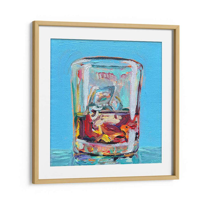 Scotch By Key And Sea Creative Bar and Cafe Art Print in Oak Wood Frame With Mount