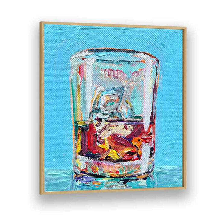 Scotch By Key And Sea Creative Bar and Cafe Art Print in Oak Wood Plain Frame