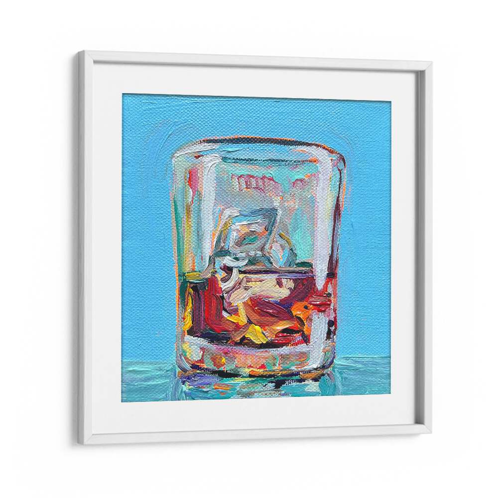 Scotch By Key And Sea Creative Bar and Cafe Art Print in White Frame With Mount