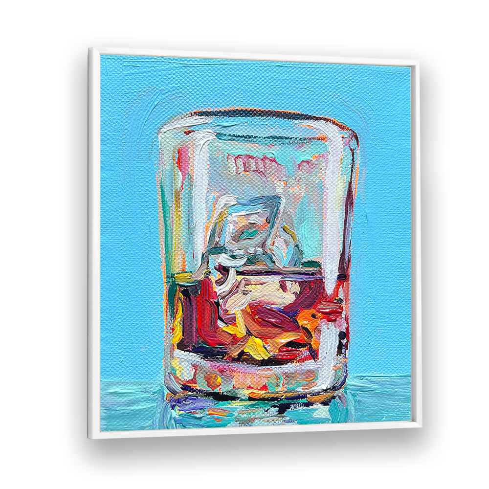 Scotch By Key And Sea Creative Bar and Cafe Art Print in White Plain Frame