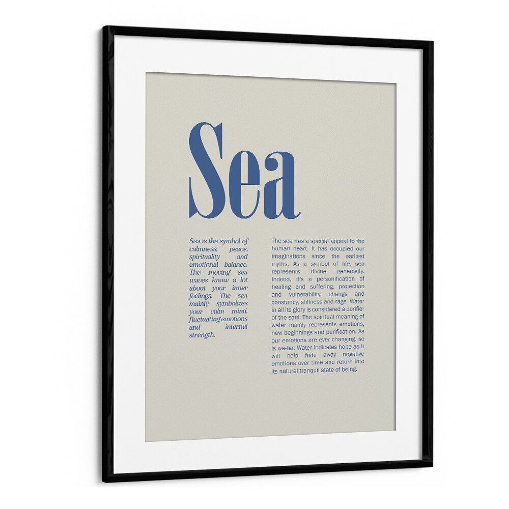 Sea Beach Prints Coastal Wall Art in Black Frame With Mount