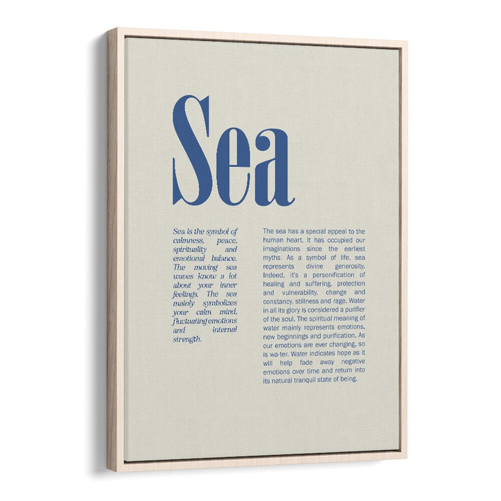 Sea Beach Prints Coastal Wall Art in Oak Wood Floater Frame