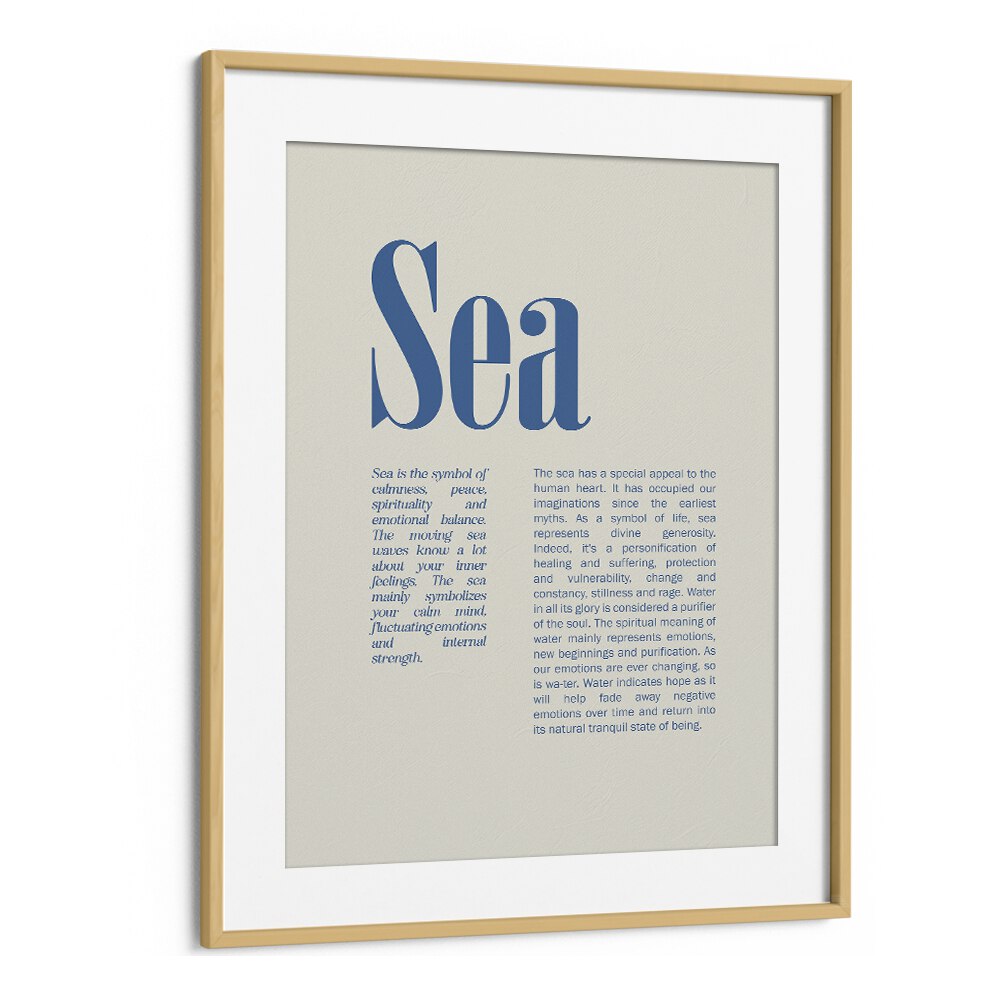 Sea Beach Prints Coastal Wall Art in Oak Wood Frame With Mount