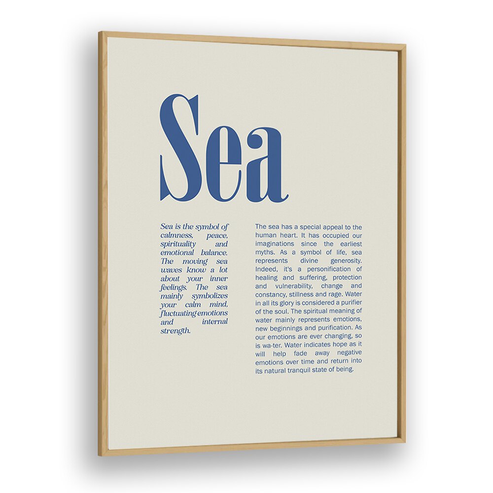 Sea Beach Prints Coastal Wall Art in Oak Wood Plain Frame