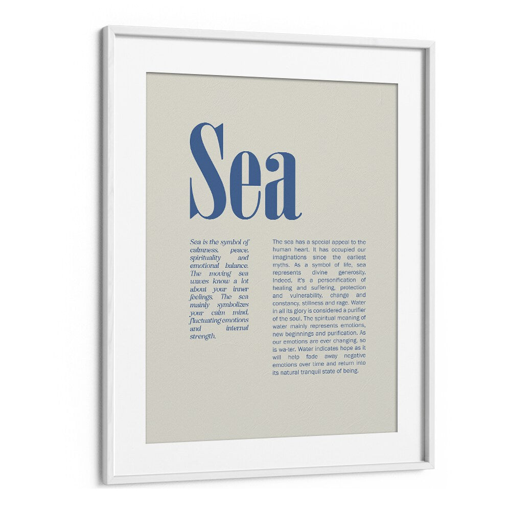 Sea Beach Prints Coastal Wall Art in White Frame With Mount