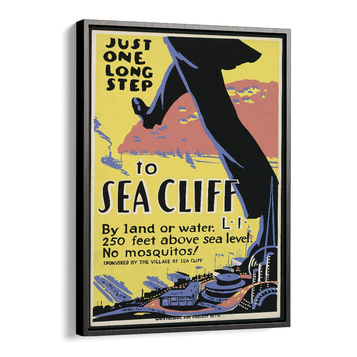 Sea Cliff I Retro Vintage Travel Vintage Travel Posters in Black Floater Frame