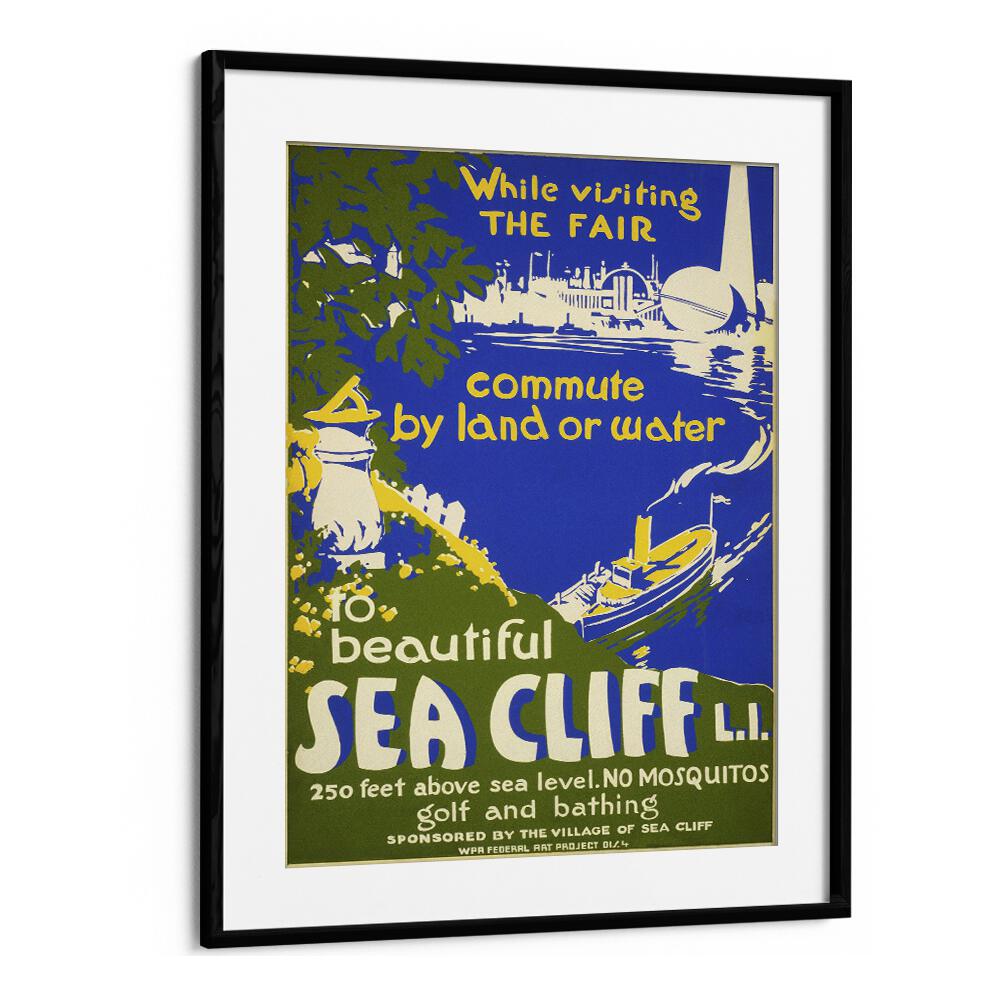 Sea Cliff II  Vintage Travel Posters in Black Frame With Mount