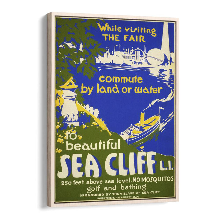 Sea Cliff II  Vintage Travel Posters in Oak Wood Floater Frame