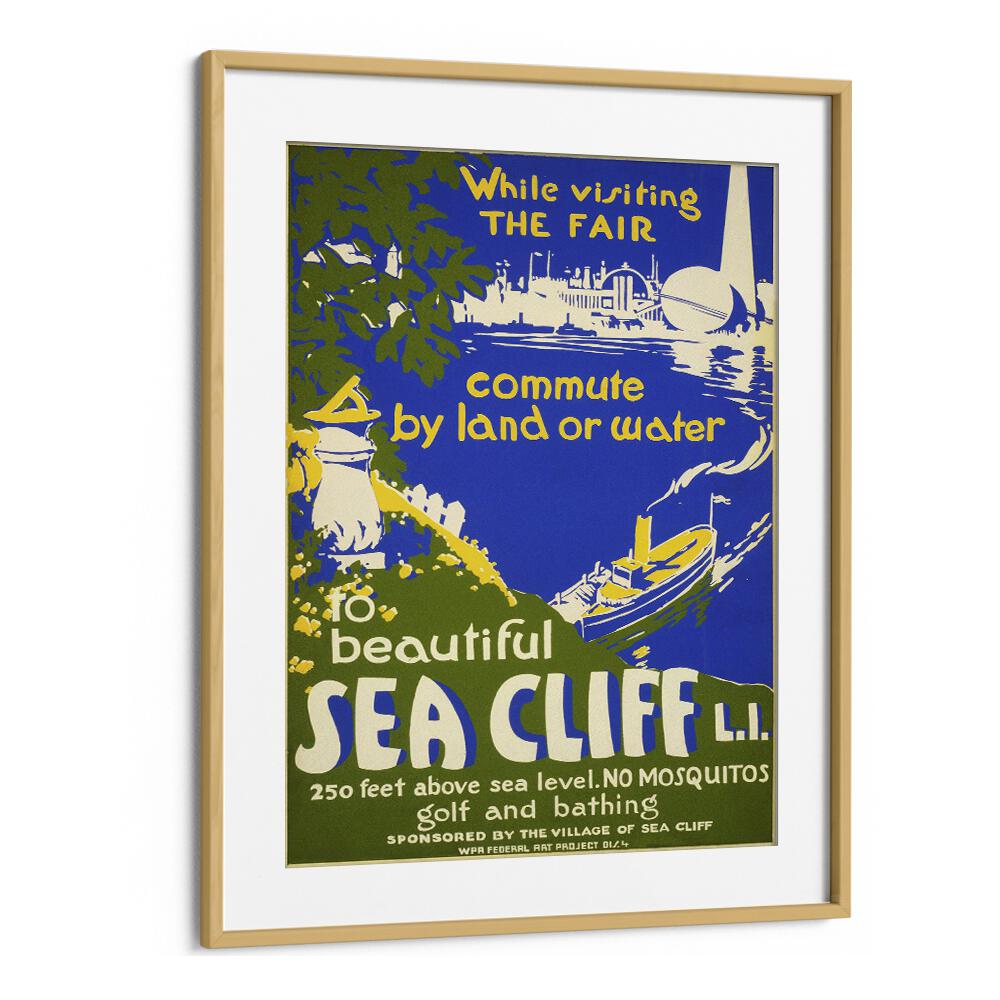 Sea Cliff II  Vintage Travel Posters in Oak Wood Frame With Mount