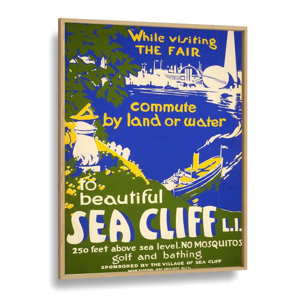 Sea Cliff II  Vintage Travel Posters in Oak Wood Plain Frame