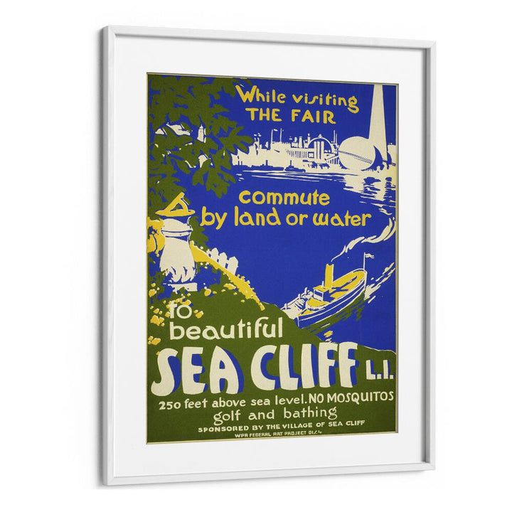 Sea Cliff II  Vintage Travel Posters in White Frame With Mount