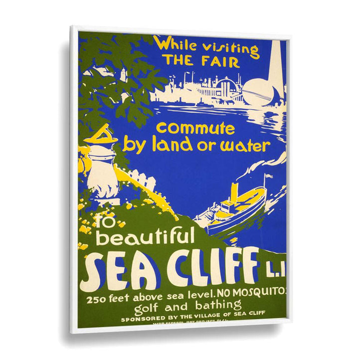 Sea Cliff II  Vintage Travel Posters in White Plain Frame