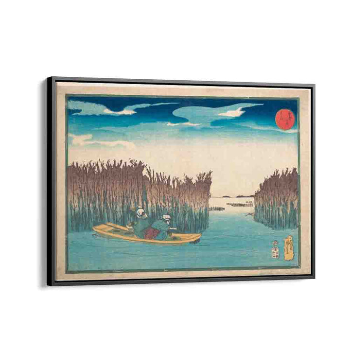 Seaweed Gatherers At Omori 1797-1861 By Utagawa Kuniyoshi Japanese Paintings in Black Floater Frame