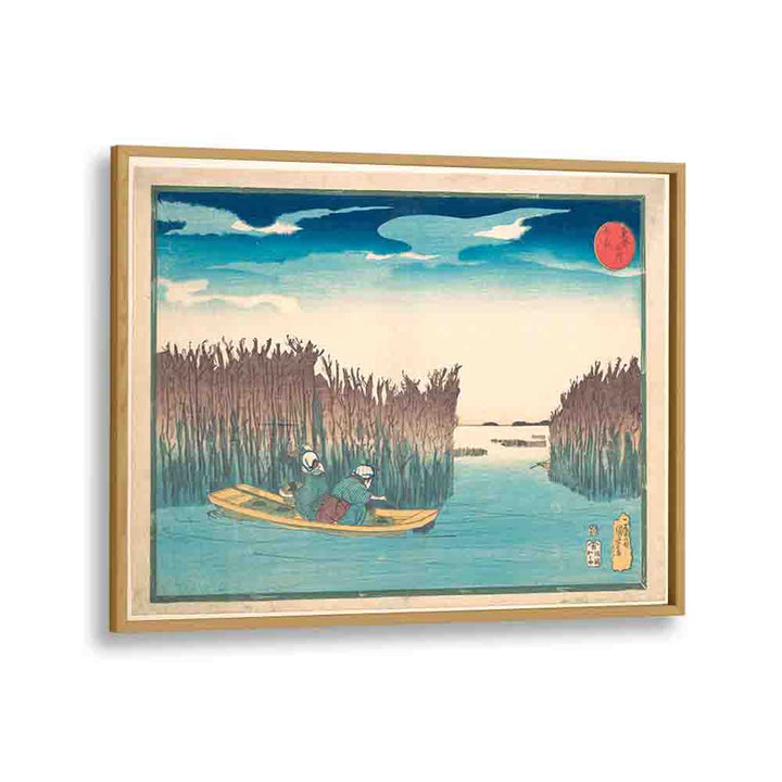 Seaweed Gatherers At Omori 1797-1861 By Utagawa Kuniyoshi Japanese Paintings in Oak Wood Plain Frame