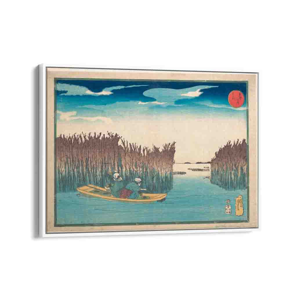 Seaweed Gatherers At Omori 1797-1861 By Utagawa Kuniyoshi Japanese Paintings in White Floater Frame