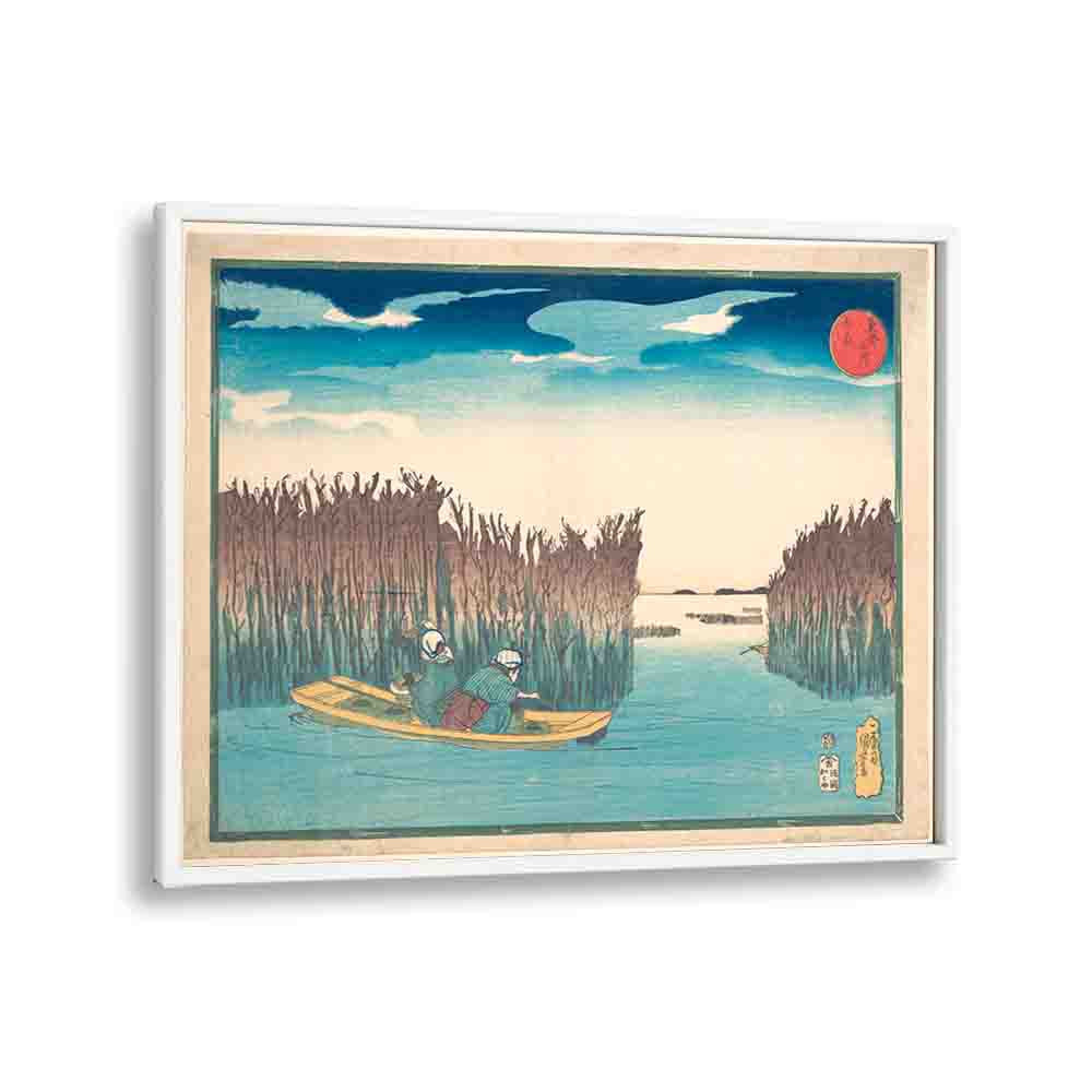 Seaweed Gatherers At Omori 1797-1861 By Utagawa Kuniyoshi Japanese Paintings in White Plain Frame