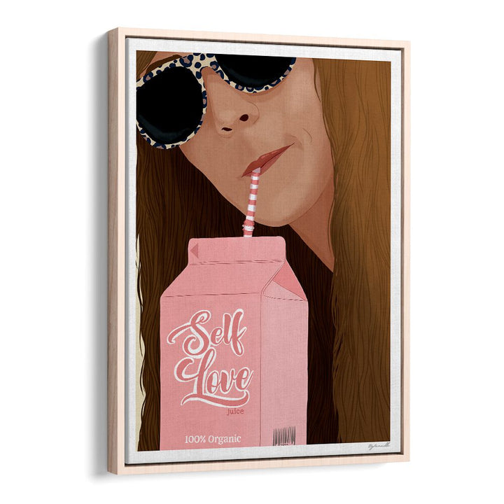 Self Love Portraits And Figurative Illustrations in Oak Wood Floater Frame