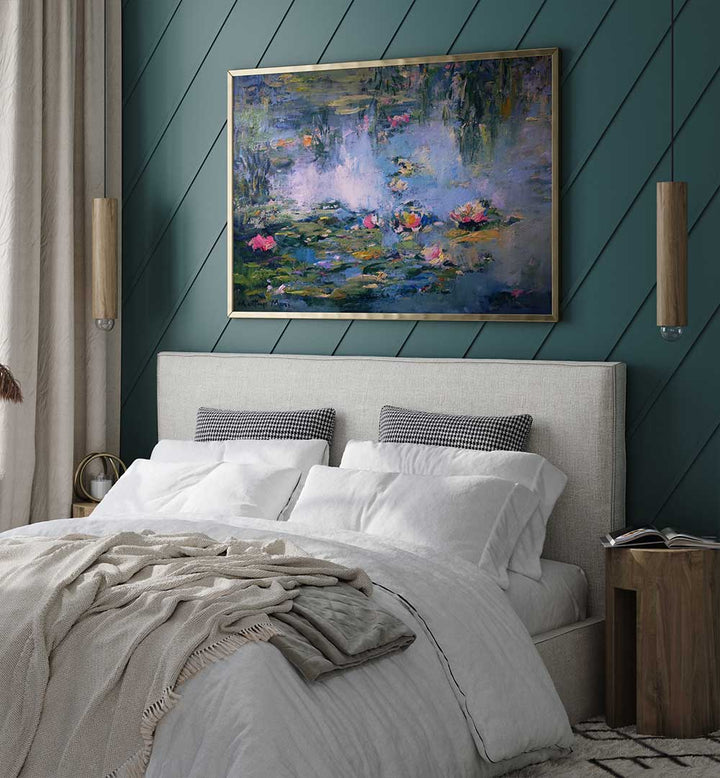 SERENE LILY POND , FLORAL FLOWER PAINTINGS