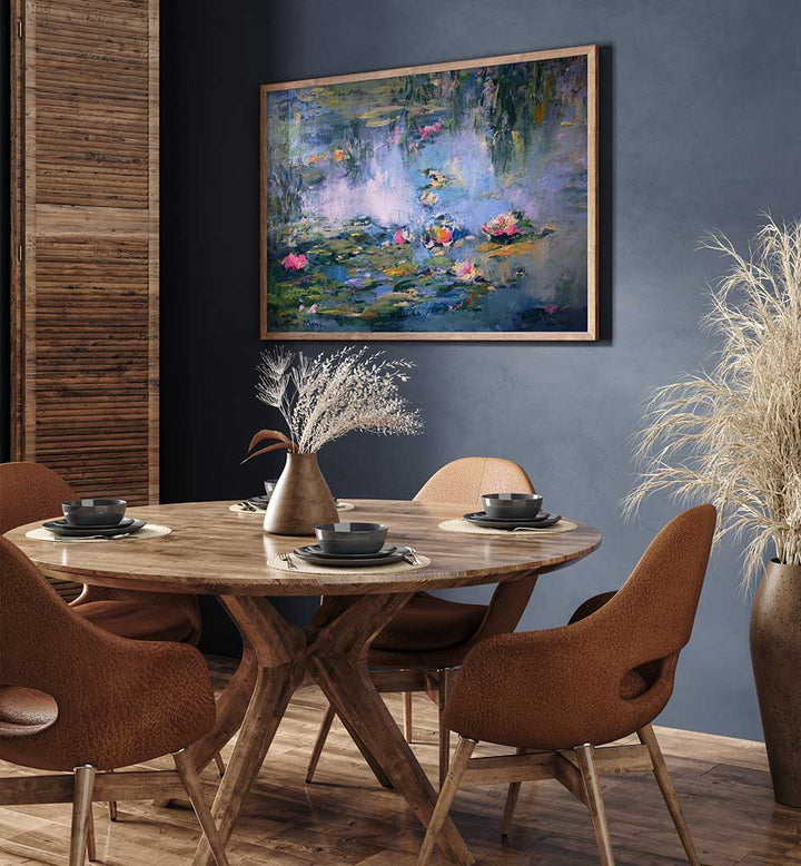 SERENE LILY POND , FLORAL FLOWER PAINTINGS