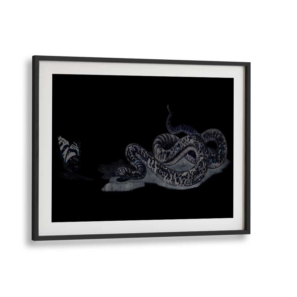 Serpent's Whisper Secrets Of The Ancient Ones Gothic Art Prints in Black Frame With Mount