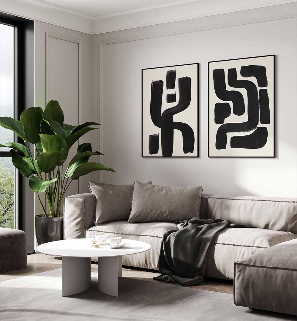 SHADOWLINE FORMS SET , SET OF 2 PAINTINGS