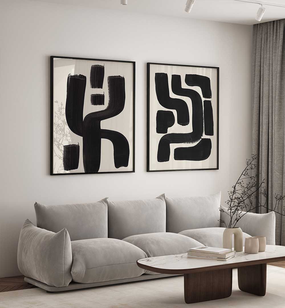 SHADOWLINE FORMS SET , SET OF 2 PAINTINGS