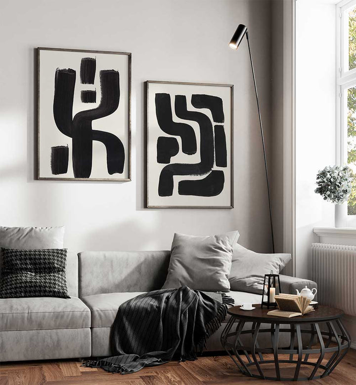 SHADOWLINE FORMS SET , SET OF 2 PAINTINGS