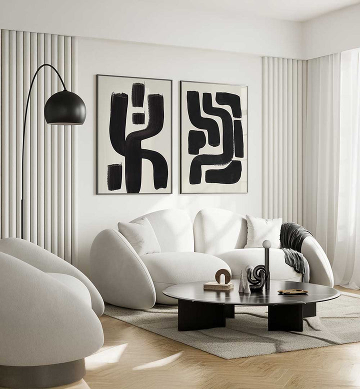 SHADOWLINE FORMS SET , SET OF 2 PAINTINGS