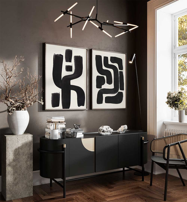 SHADOWLINE FORMS SET , SET OF 2 PAINTINGS